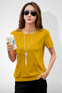 Women Mustard Round Neck Half Sleeves T-Shirt